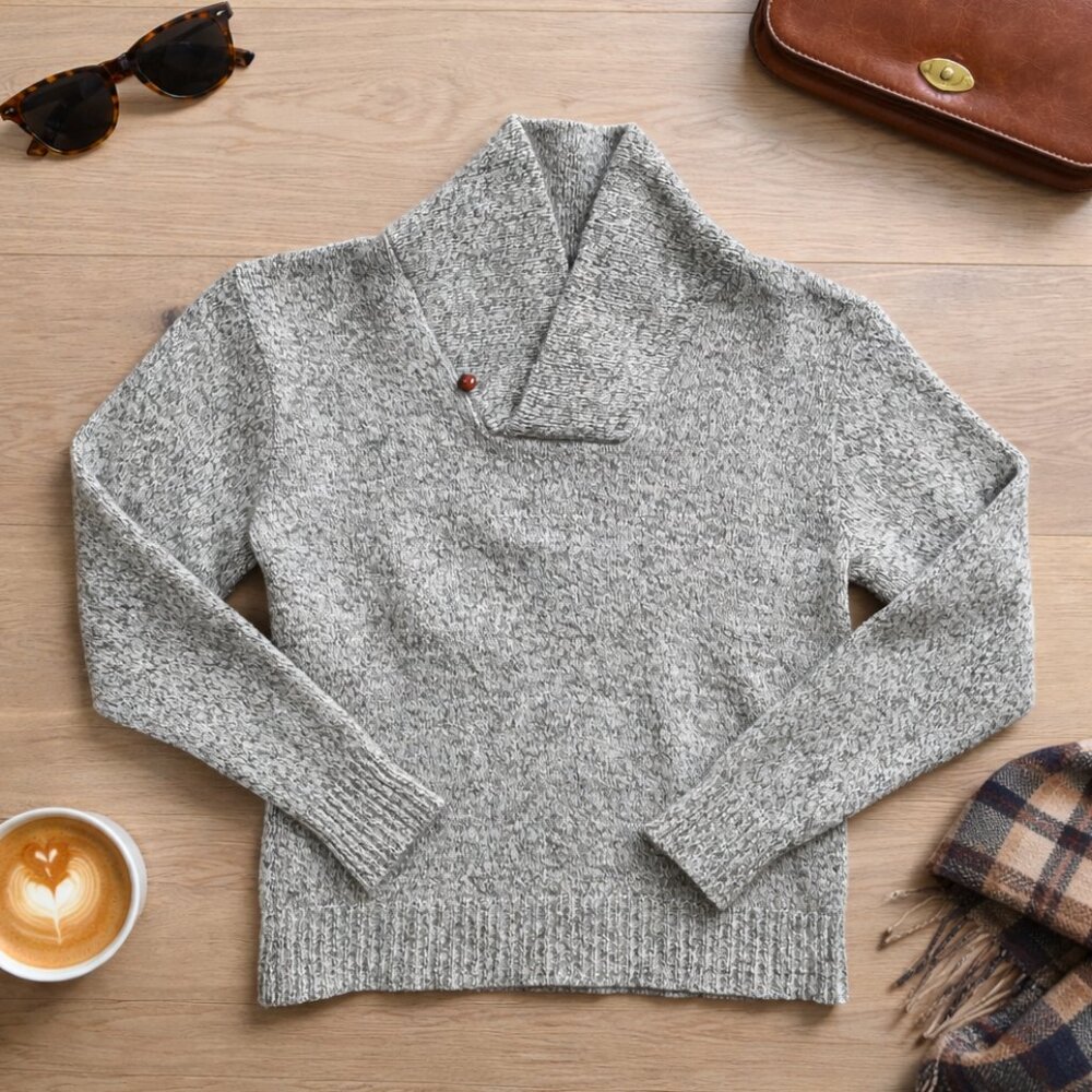 1970s Vintage Winona Knits Minnesota Made Flecked Wool Sweater in Oatmeal S/M